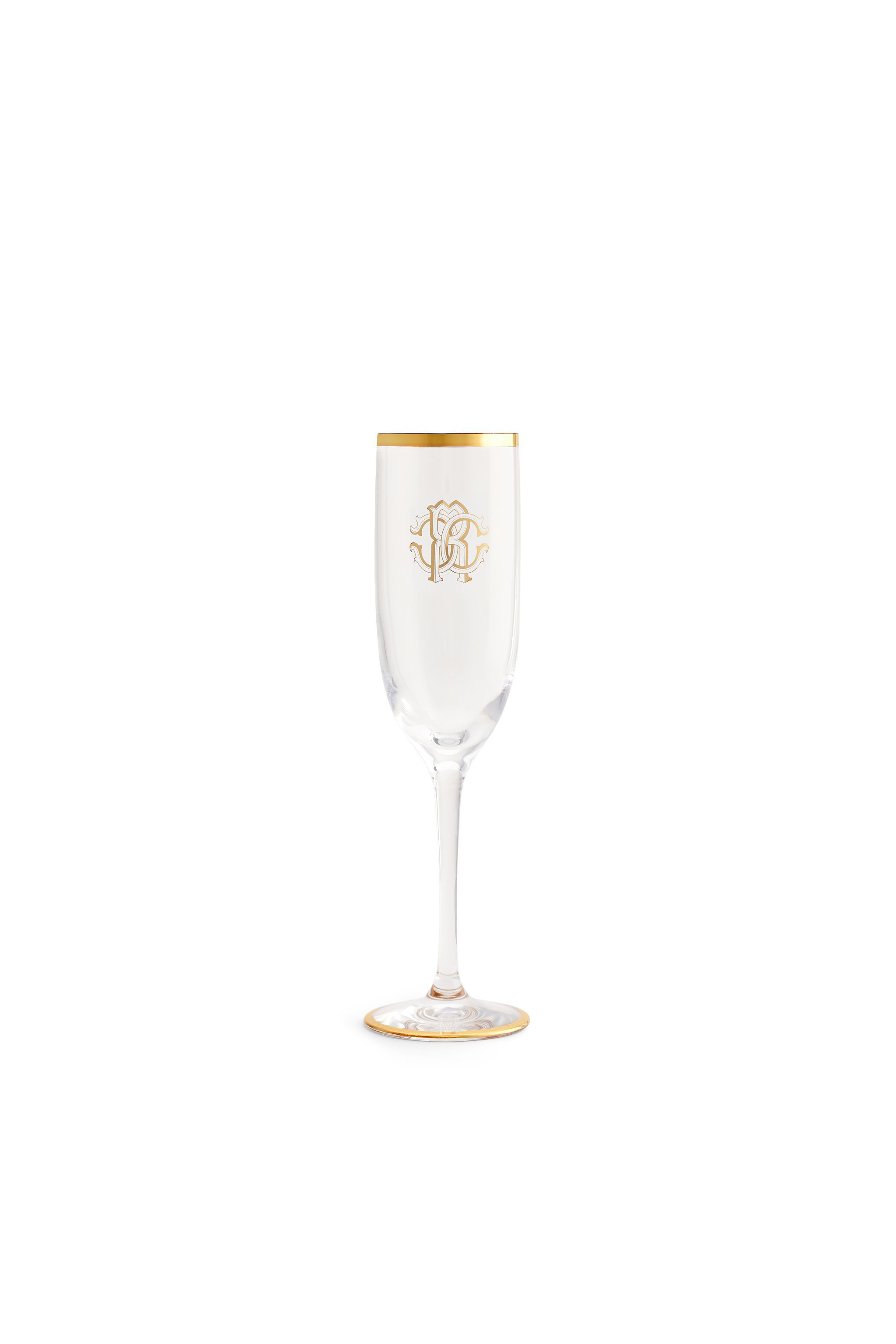 HO Monogram-print crystal flute-glass Gold 234714-CCR03