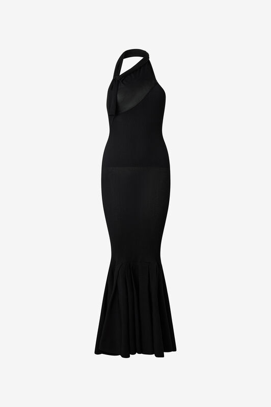RC Long Black Ribbed Dress Noir VWM109-MH014