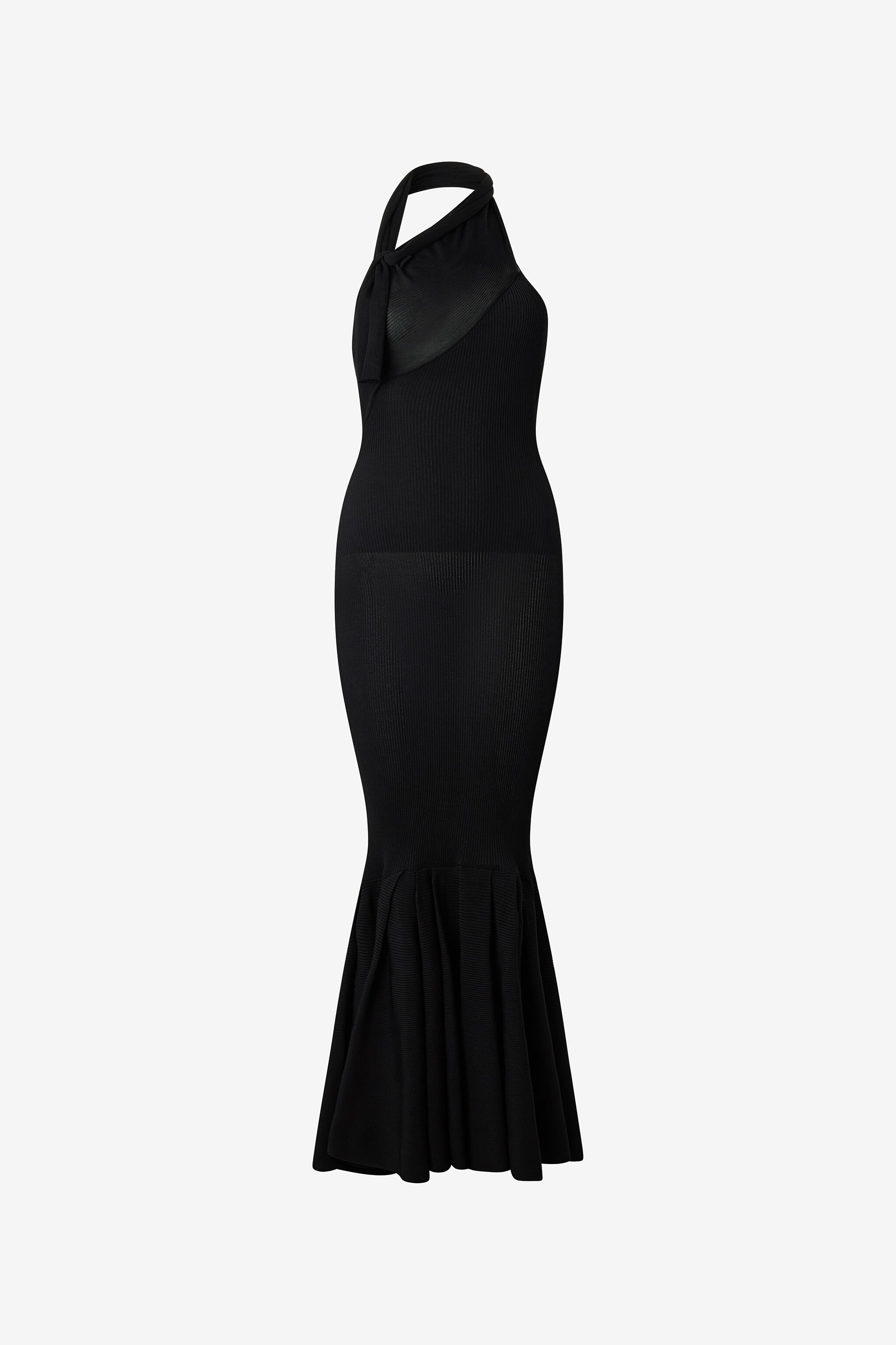 RC Long Black Ribbed Dress Noir VWM109-MH014