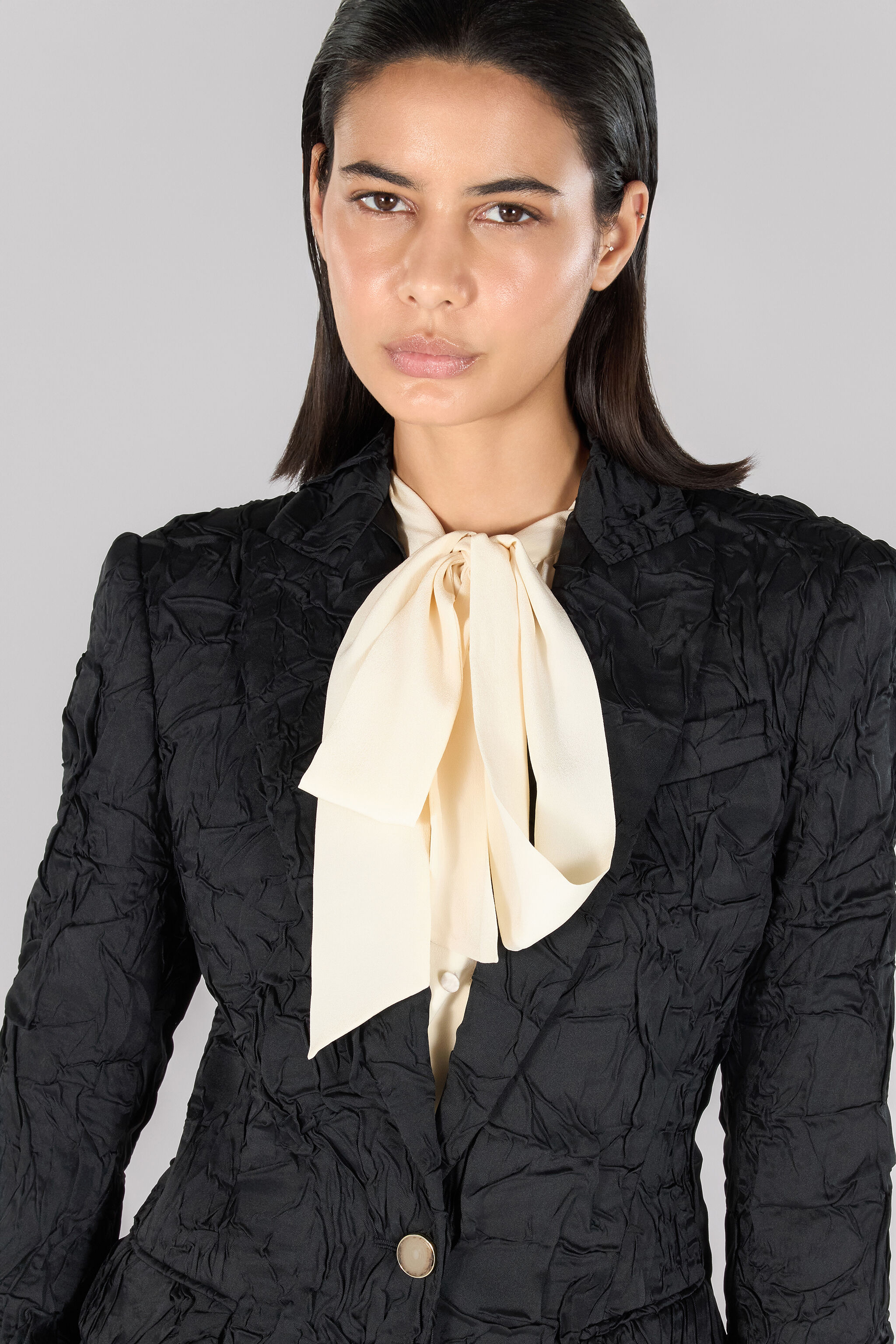 Crinkled-effect blazer in Black for Women | Roberto Cavalli®