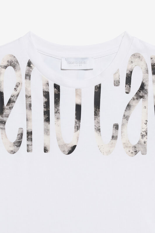 JU Weißes Baumwoll-T-Shirt Mit Logo-Druck BLACK WJT60K-JD001