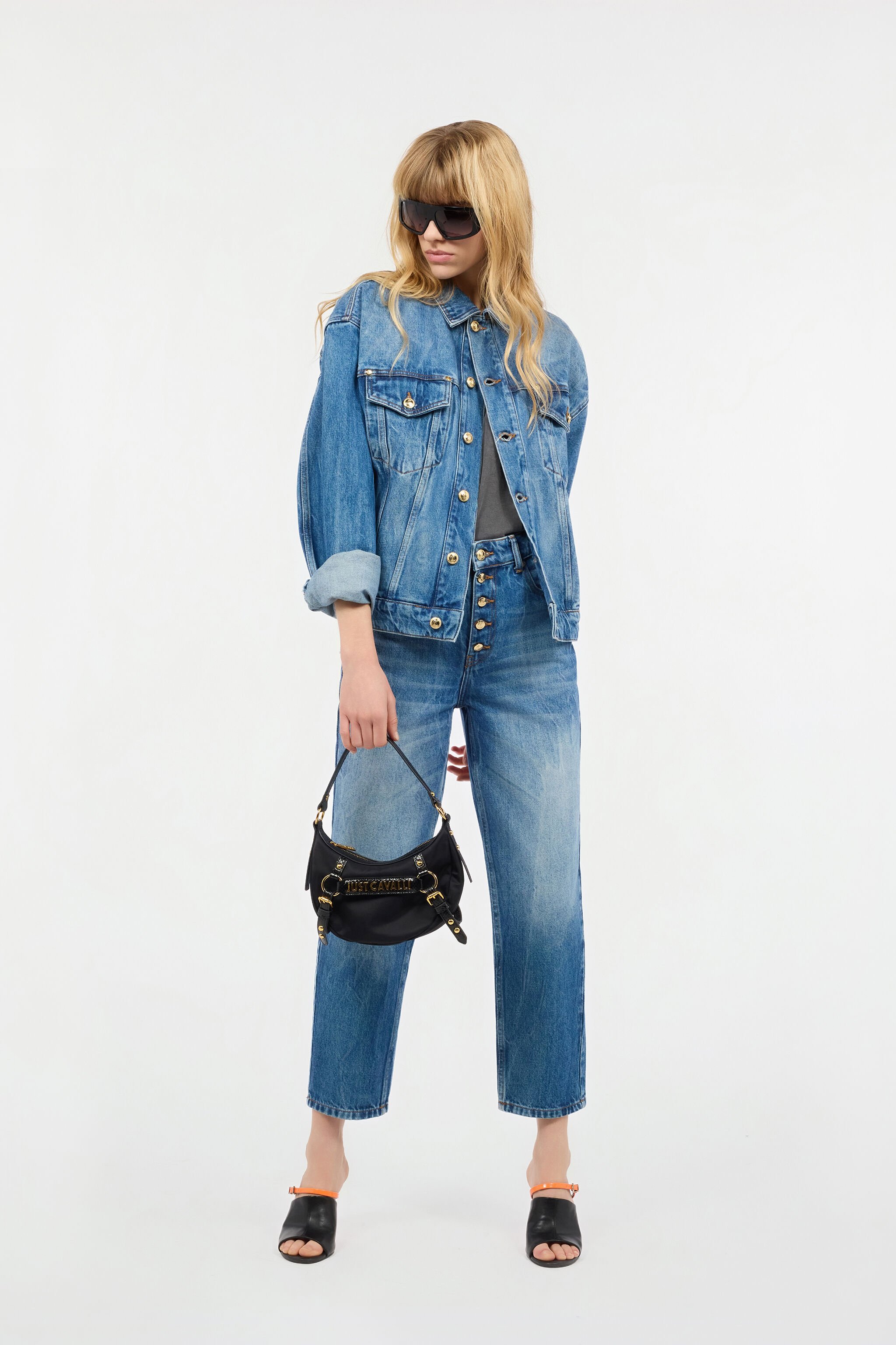 JC Giacca In Denim Con Logo Azzurro UFT196-UF262