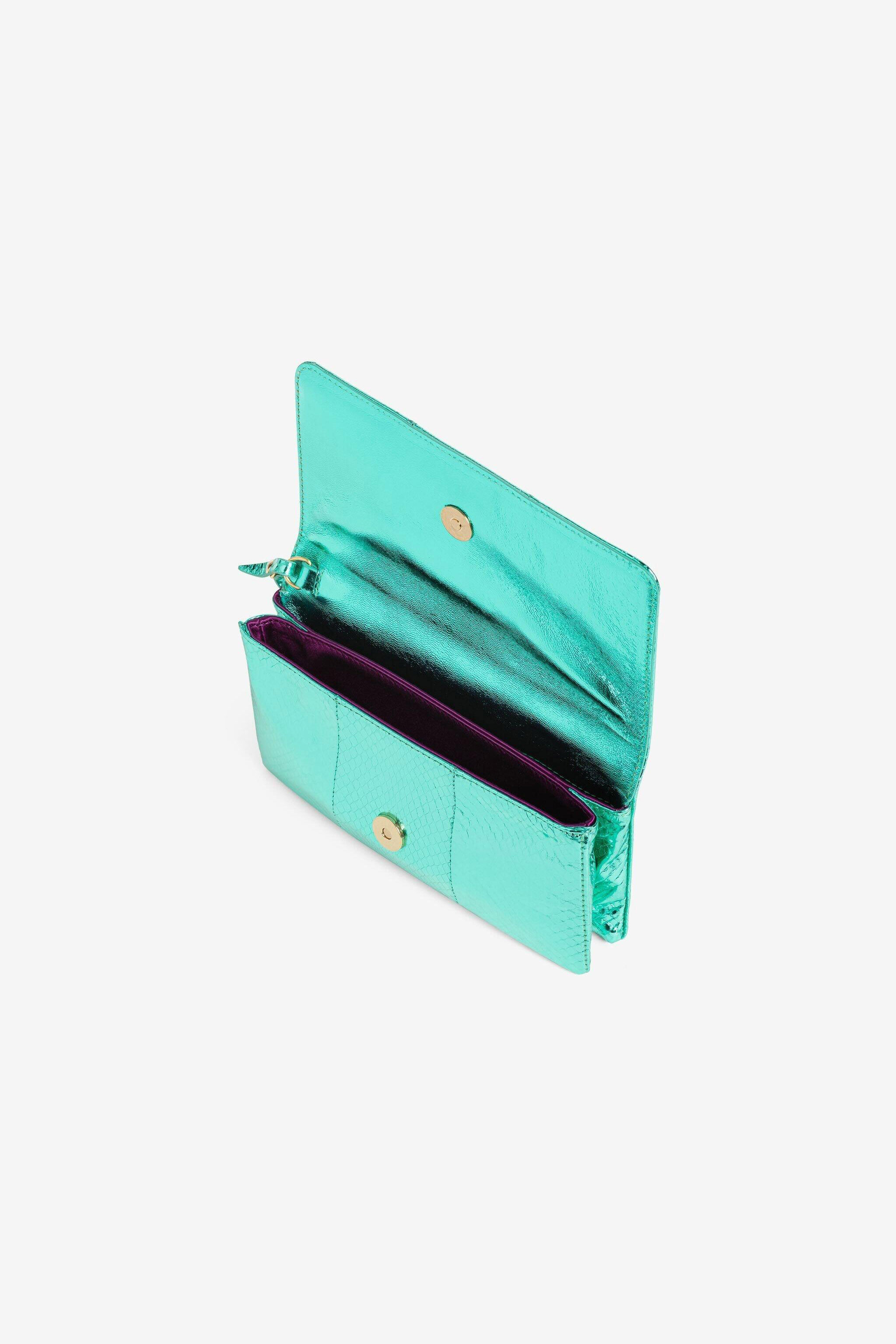 RC Crystal-Embellished Panther Head Clutch Bag LIGHT BLUE OQB023-PA001