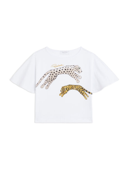 JU T-Shirt mit Jaguar- und Tiger-Print JU T-Shirt mit Jaguar- und Tiger-Print WHITE KJT604-JV025