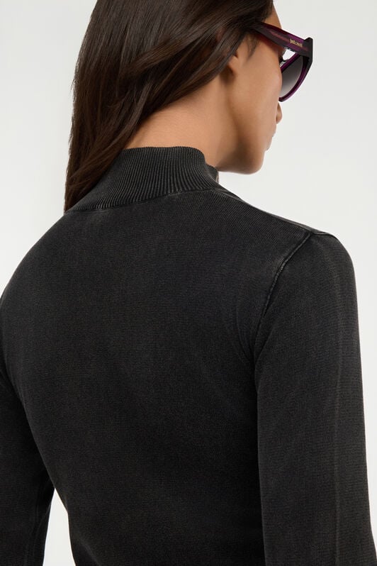 JC Black Turtleneck Sweater With Embossed Logo BLACK VFM036-VF292