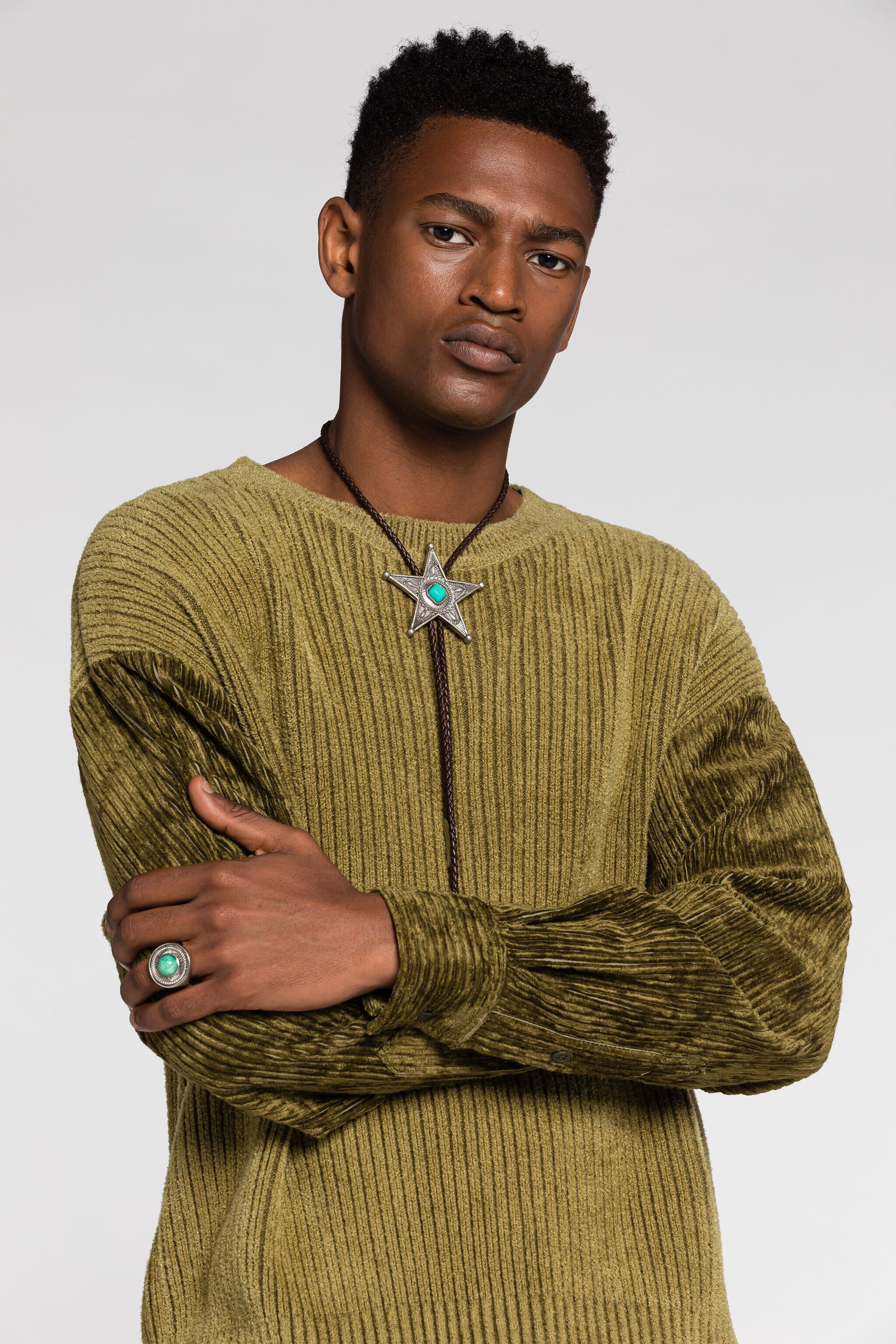 RC Mirror Snake Ribbed-Knit Sweater IVY GREEN RRM608-MI016