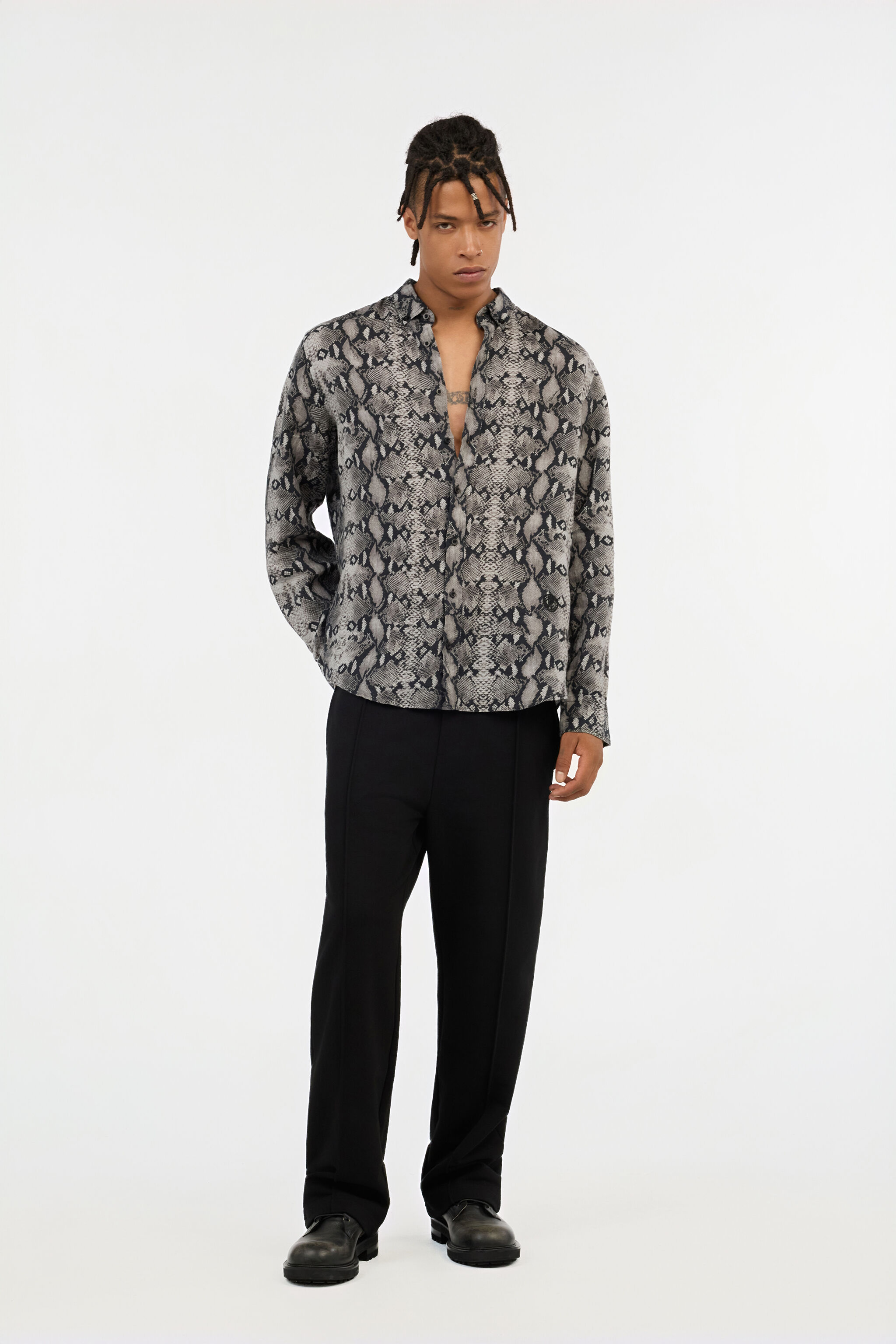 RC Camicia In Lino Stampa Snake PYTHON QOT70I-2JR25