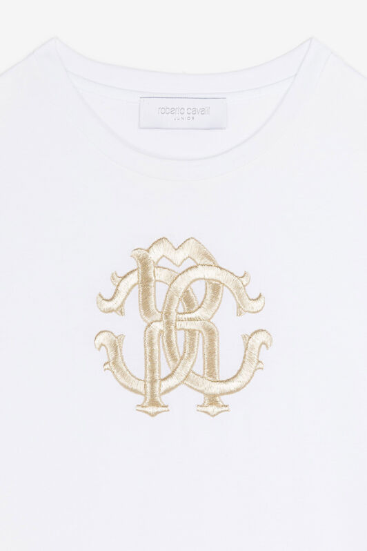 JU RC Monogram-Embroidered Cotton T-Shirt JU RC Monogram-Embroidered Cotton T-Shirt White RJT635-JD001