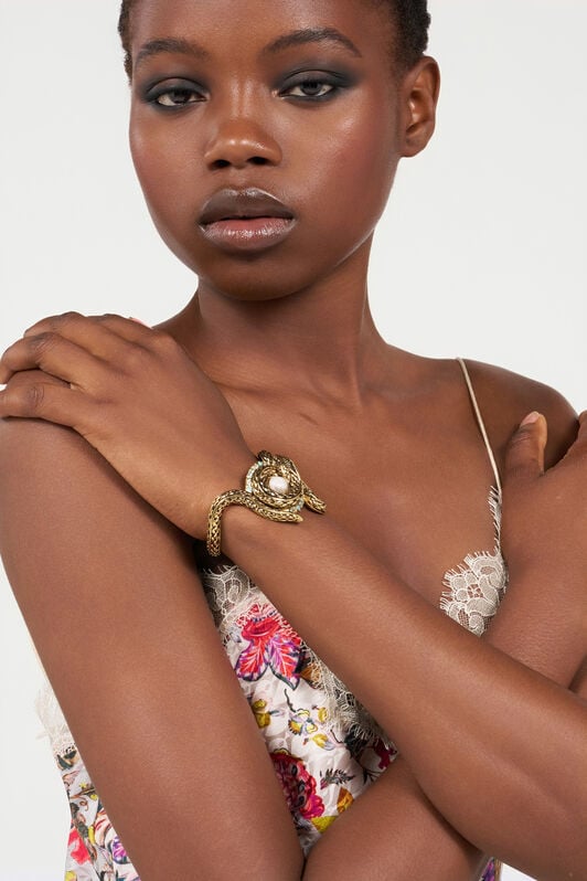 RC Bracciale Serpente in Ottone Intarsiato RC Bracciale Serpente in Ottone Intarsiato GOLD/IVORY/CRYSTAL WQG006-AM127