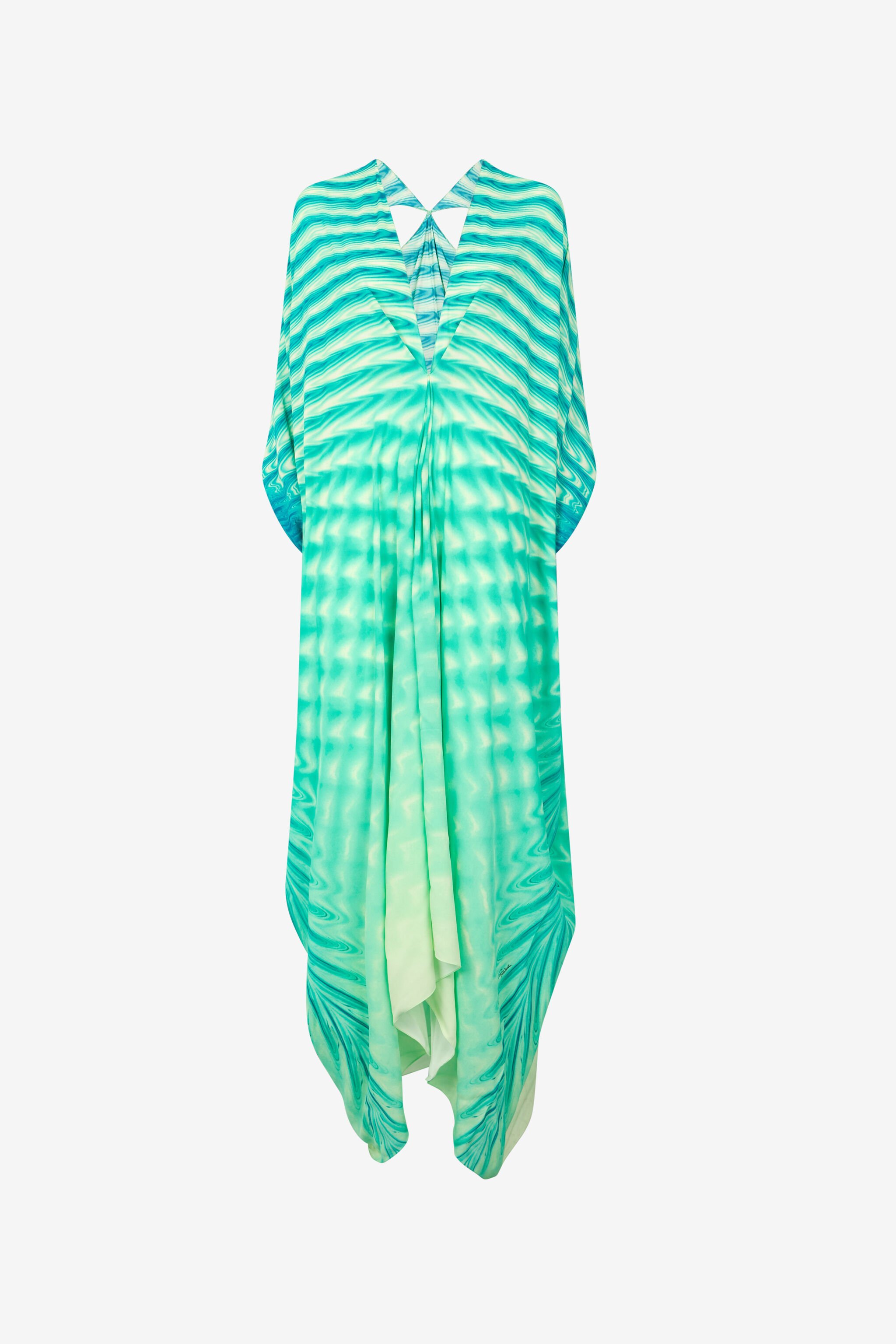 RC Caftan With All-Over Print Light green UKT181-KWN47
