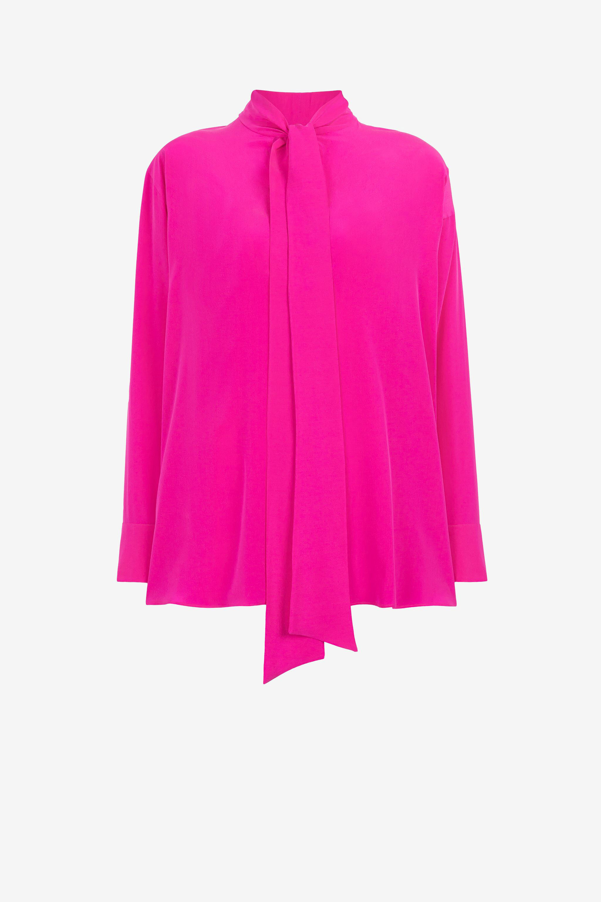 RC Tie-Neck Silk Top FUCHSIA OQT706-SY001