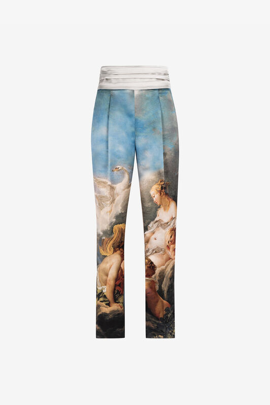 RC Pantalon de tailleur à imprimé tableau RC Pantalon de tailleur à imprimé tableau Bleu clair QWT200-SWG38