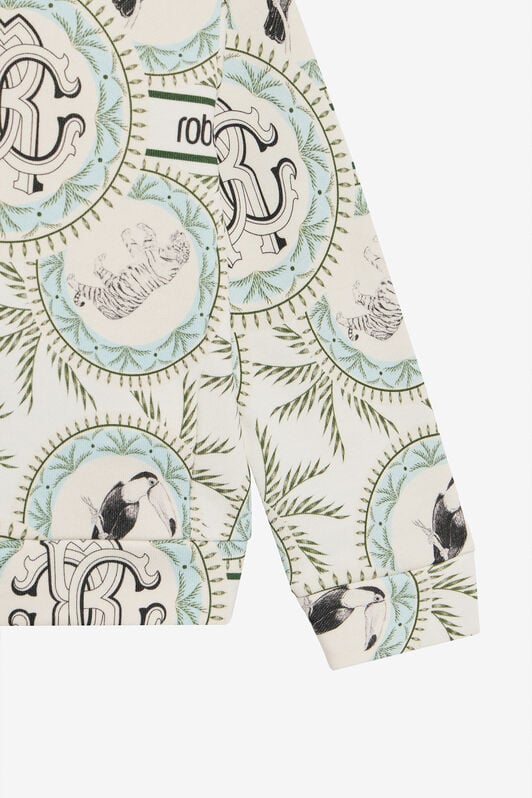 JU Maiolica Print Hooded Sweatshirt IVORY/LIGHT BLUE UJT692-5OO42