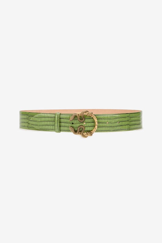 RC Green Leather Belt With Snake Buckle RC Green Leather Belt With Snake Buckle PISTACHIO WKC001-PZ119