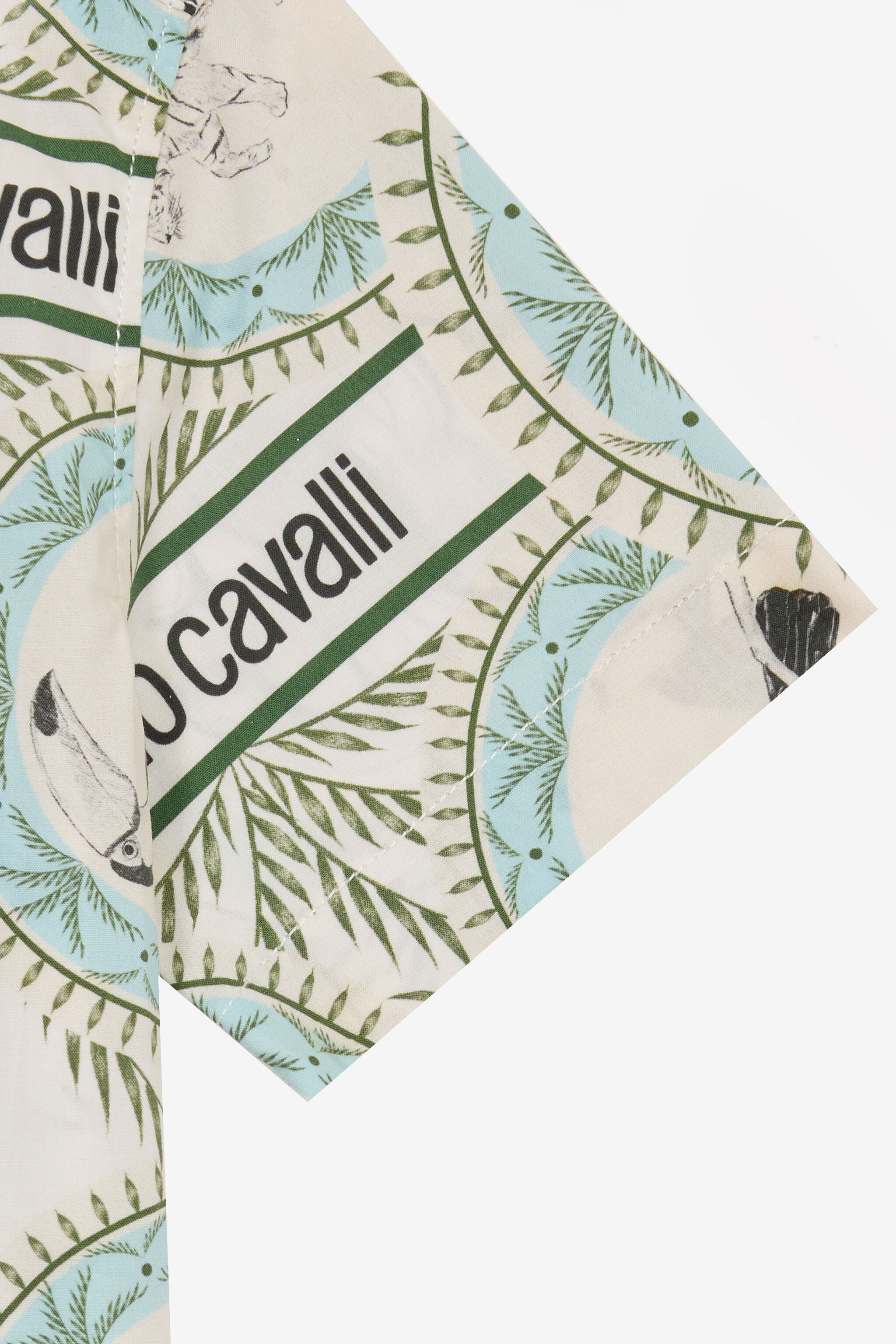 JU Camisa Estampado Animales, Monograma RC E Inscripción Marfil UJT701-7MO42