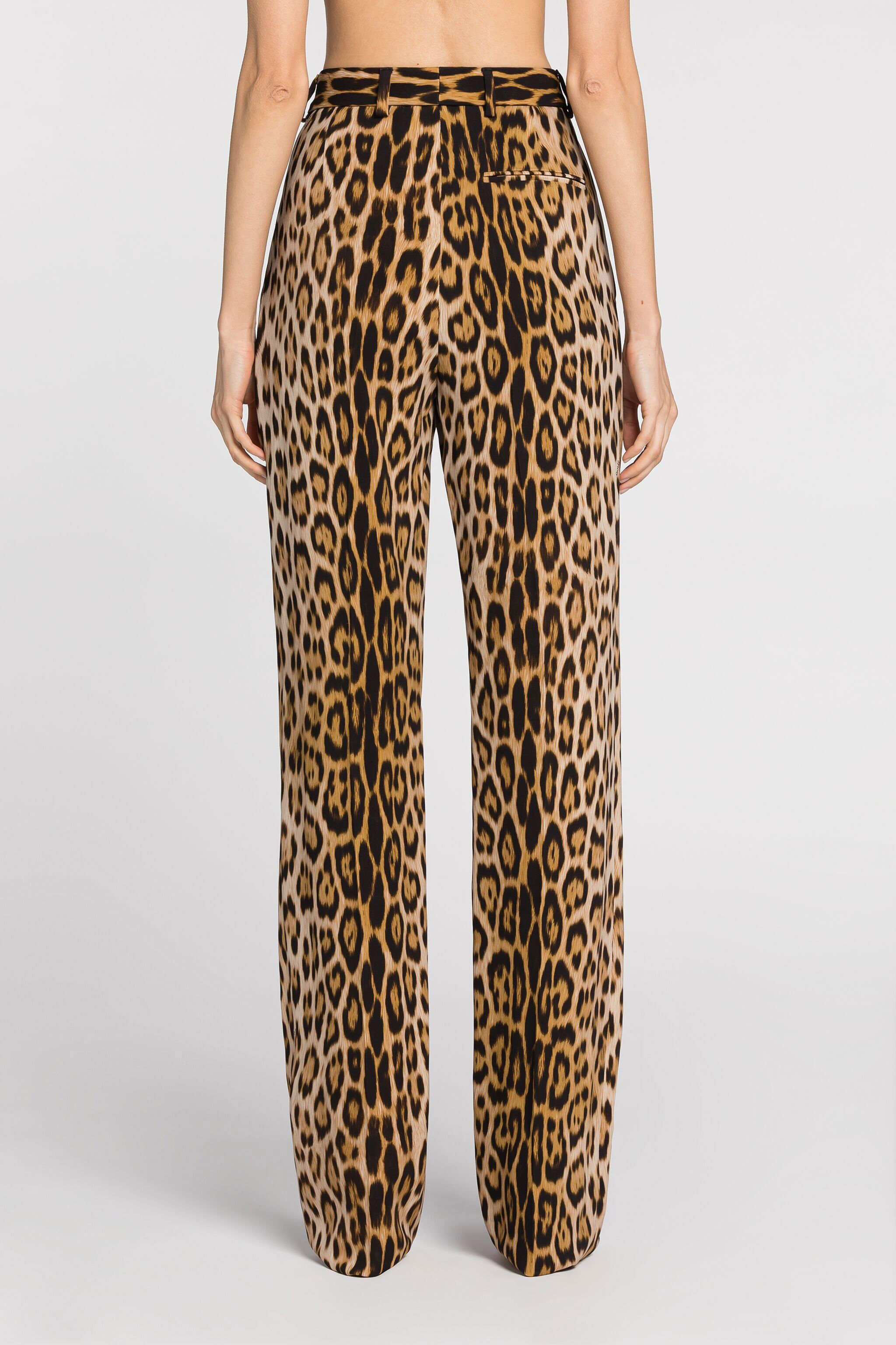 RC Leopard-print straight-leg trousers Light Brown QKT220-7OF53