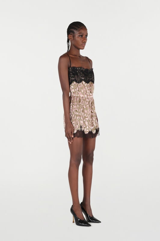 RC Silk Mini Dress with Lace Inserts RC Silk Mini Dress with Lace Inserts ROSA/ORO VQT121-FC005