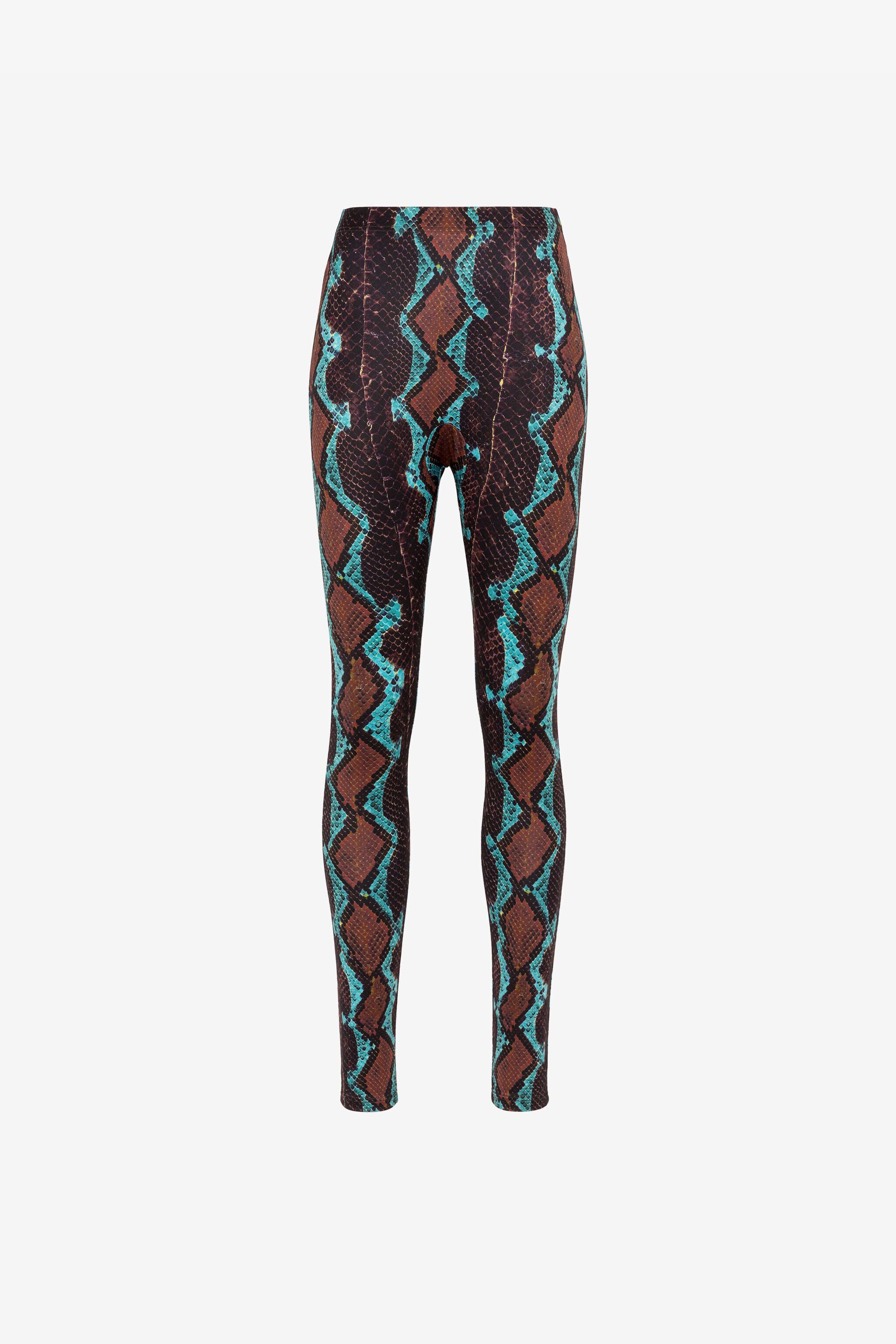 RC Snake-Print Leggings Dark brown/Light blue RKT25A-LNH22