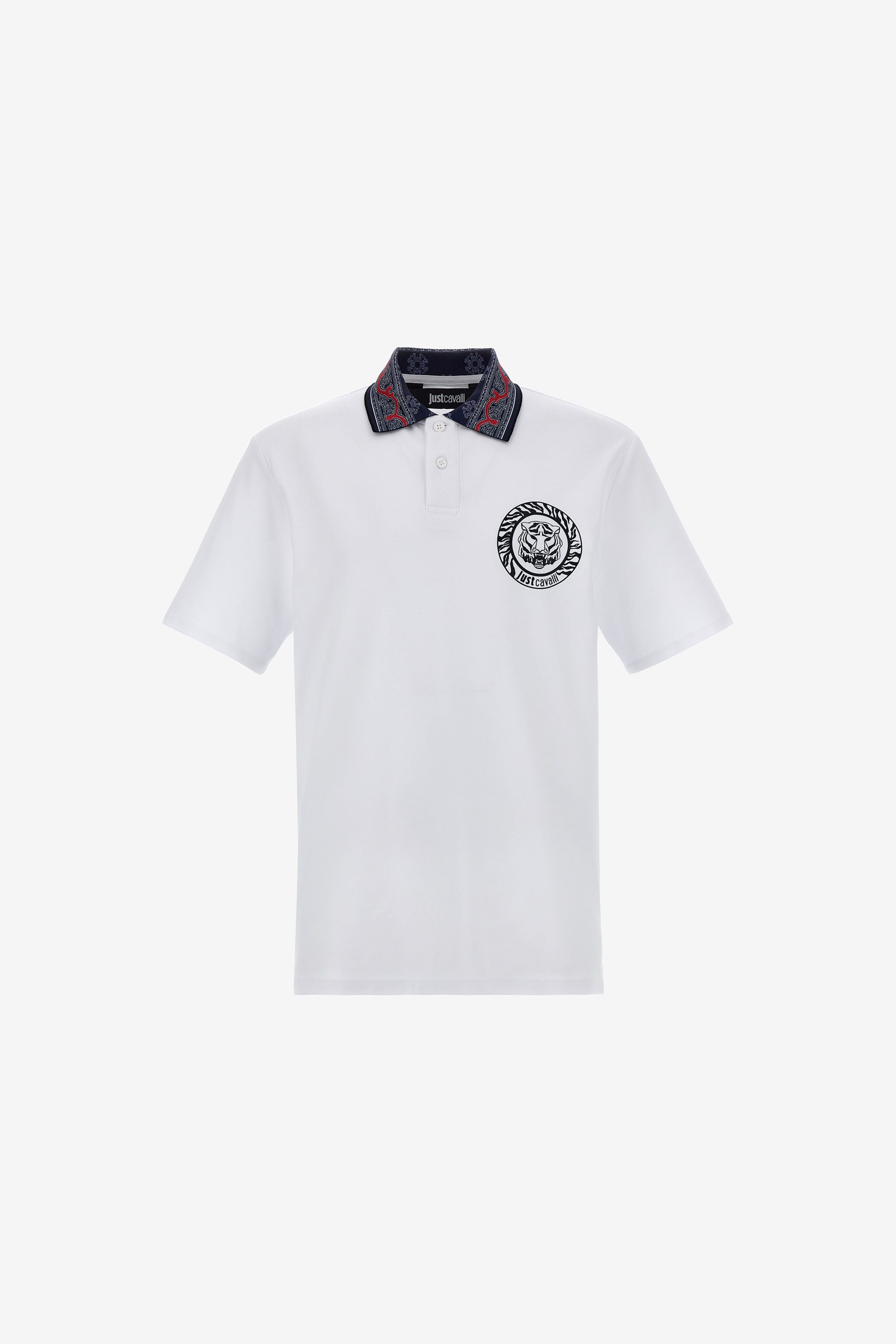 JC Just Cavalli Tiger Logo Polo Shirt White RRT899-RR161