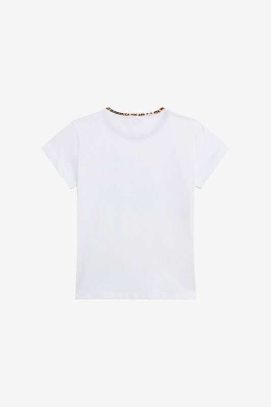 JU T-Shirt mit RC-Blumenlogo und Leoparden-Detail JU T-Shirt mit RC-Blumenlogo und Leoparden-Detail OPTICAL WHITE WJT60Q-JD001