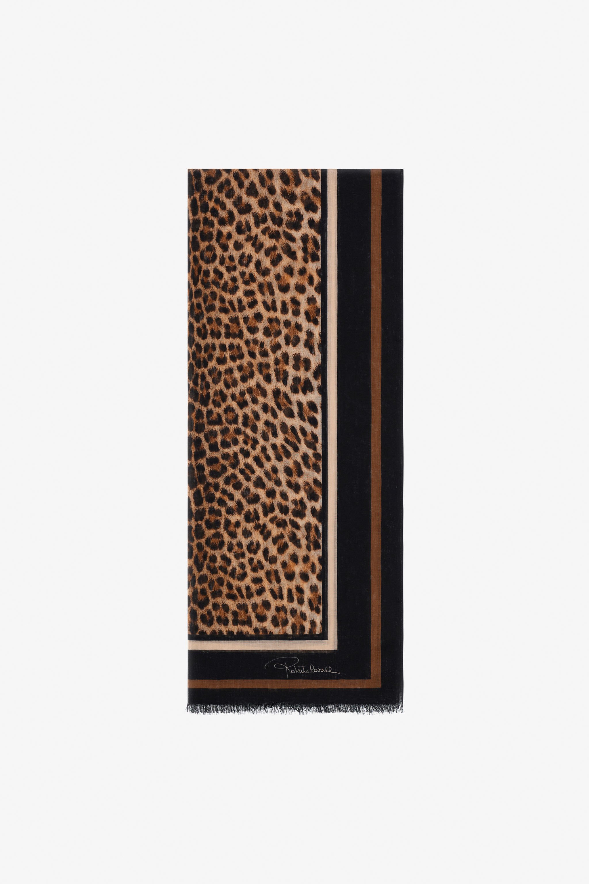RC Roberto Cavalli Stole with Giaguaro Heritage print Light Brown SYI00C-OBL53
