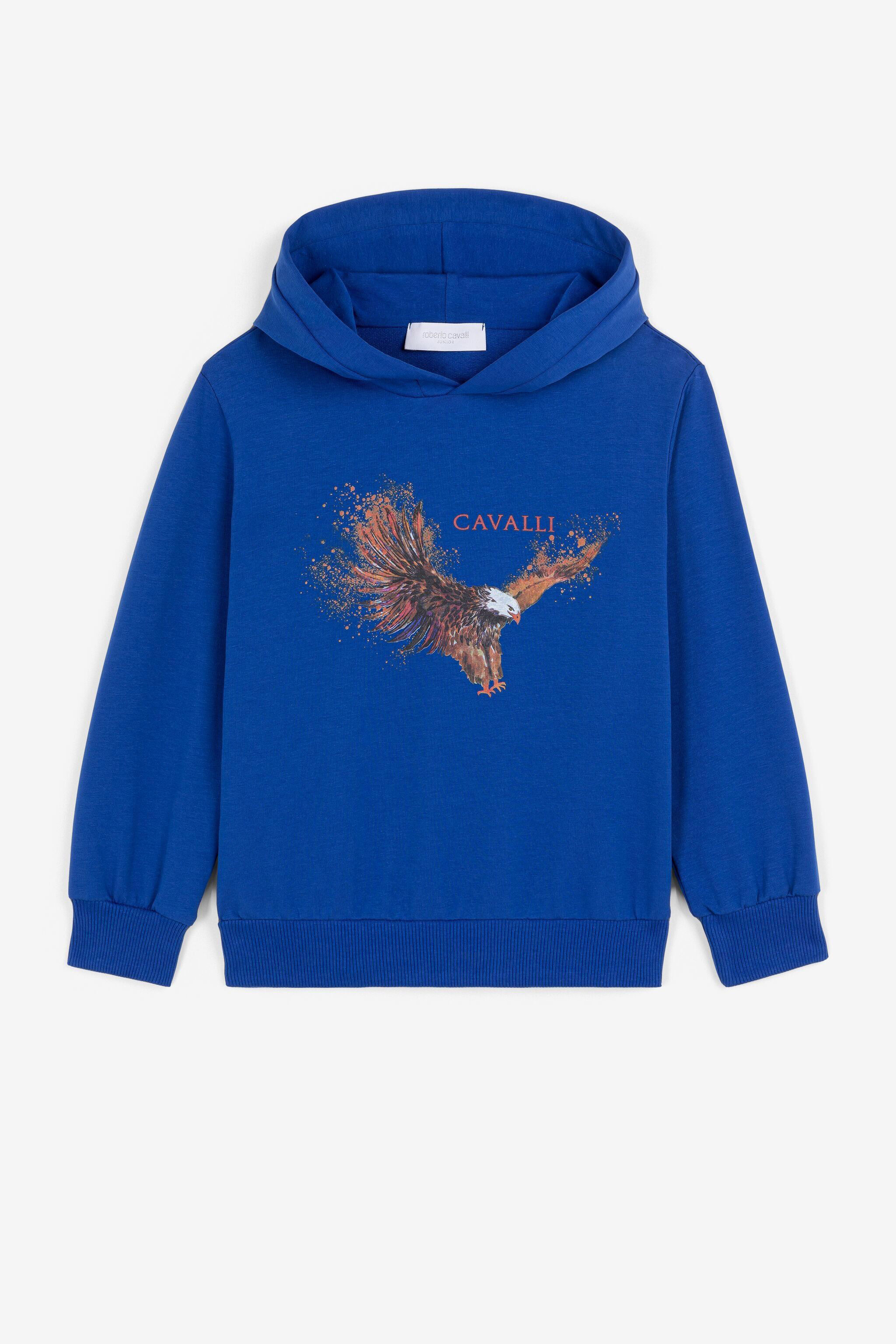 JU Hoodie mit Adler-Print Blau PJT982-CF050