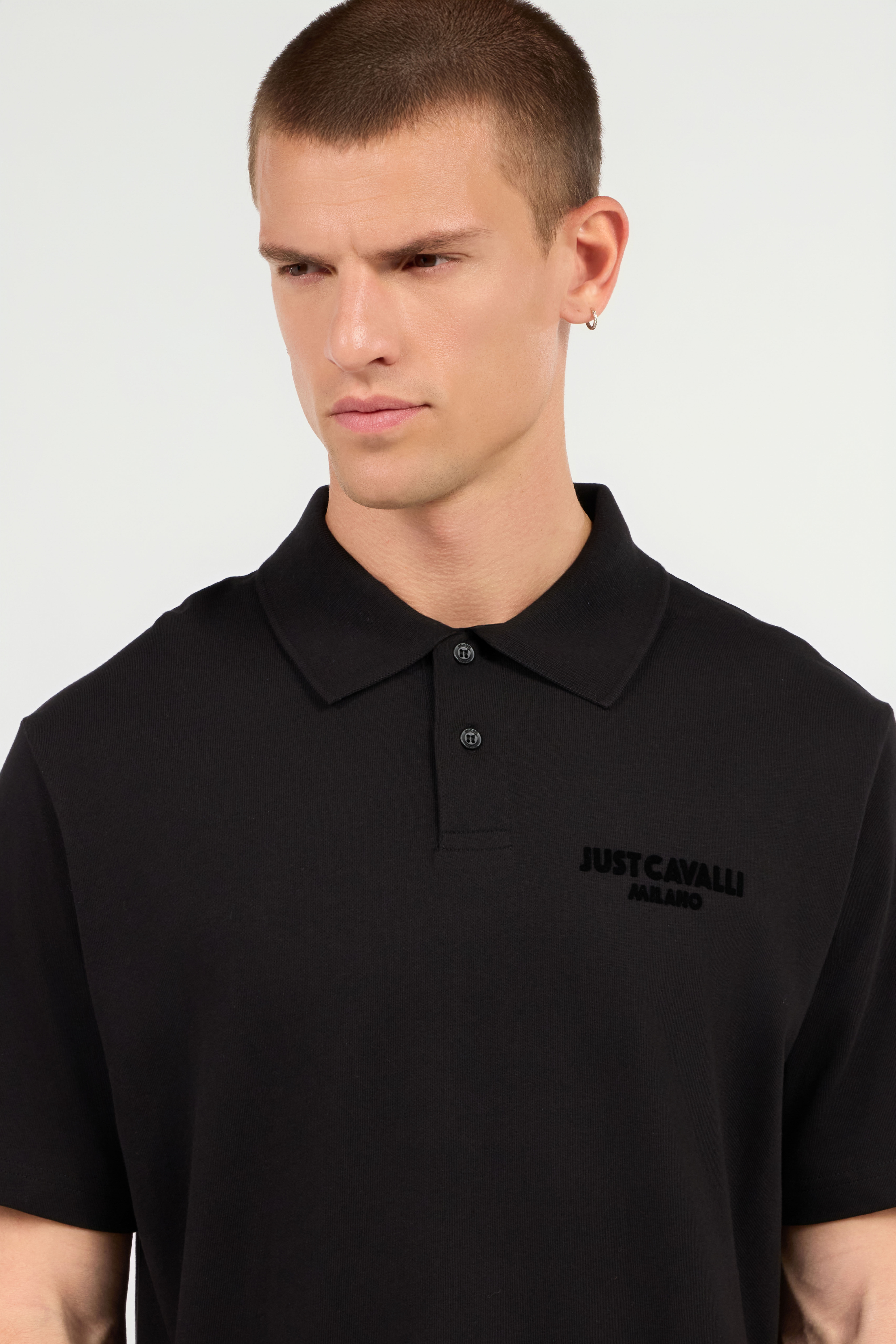 JC Polo Shirt With Top-Stitched JC Monogram BLACK UFT015-UF035