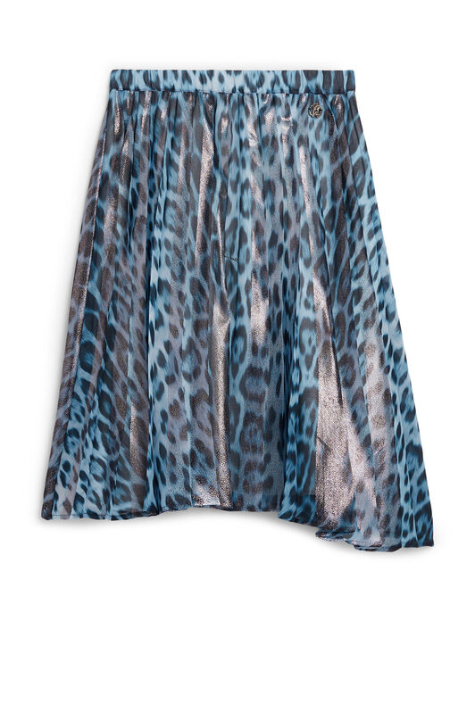 JU Jaguar print pleated foil skirt JU Jaguar print pleated foil skirt LIGHT BLUE/BLACK JJT304-HBS73