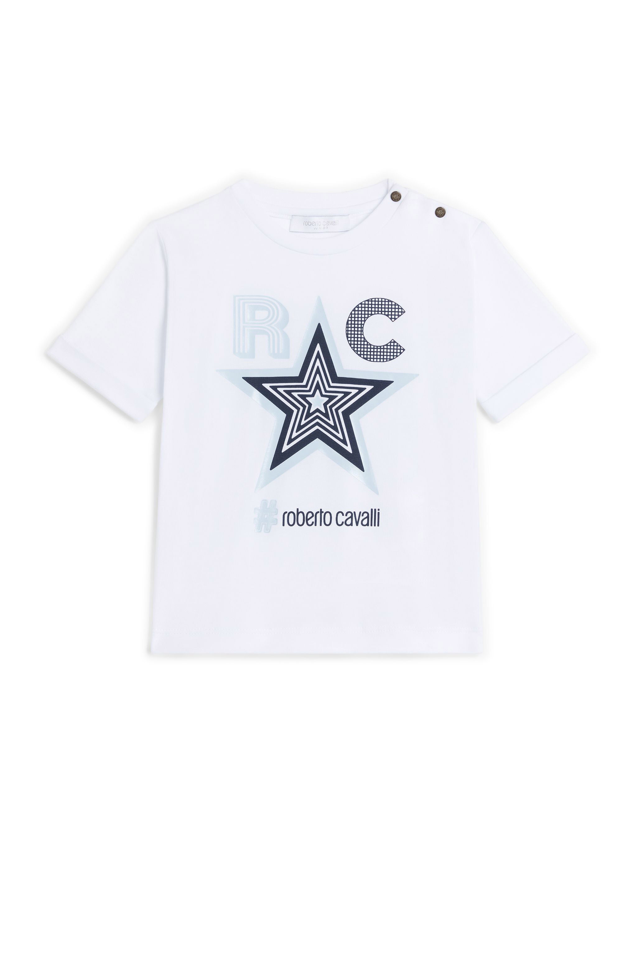 JU T-shirt à imprimé Cavalli Mania Star WHITE MJT61D-JV025