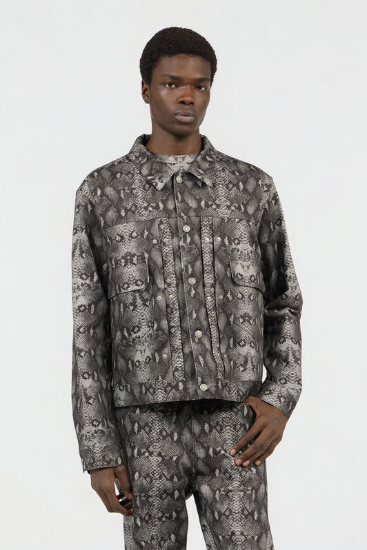 RC Denim-Jacke Mit Python-Print PYTHON DARK GREY SOJ40B-DL011