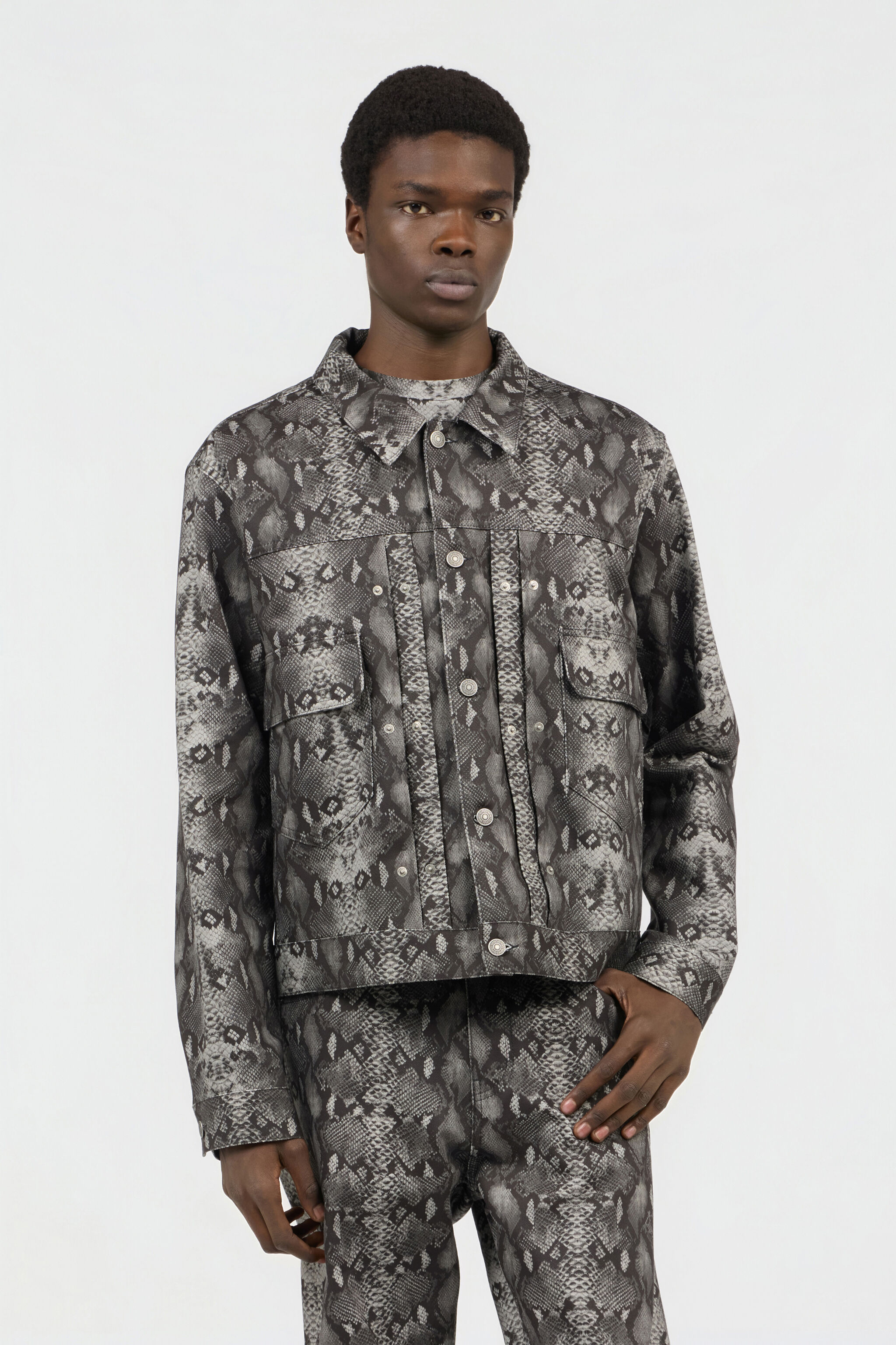 RC Denim-Jacke Mit Python-Print PYTHON DARK GREY SOJ40B-DL011