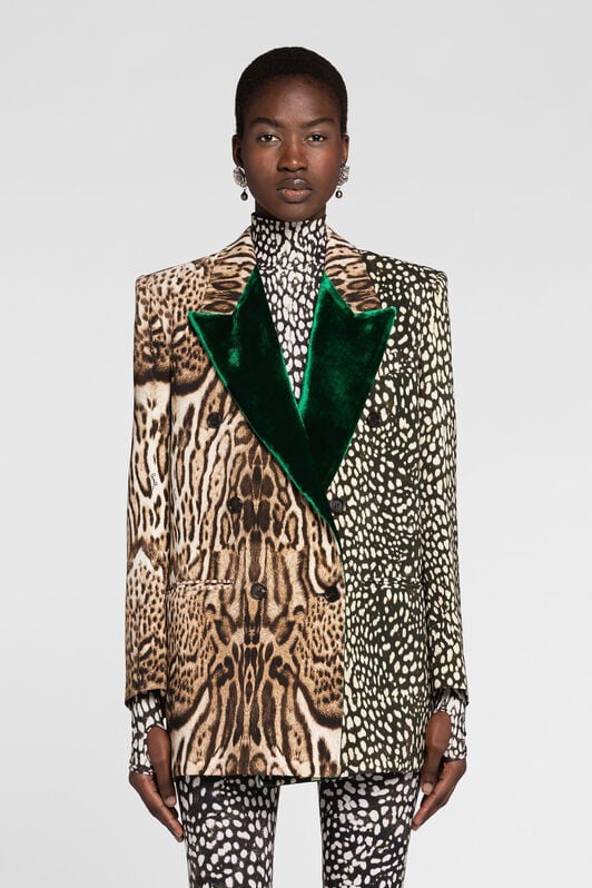 RC Ocelot And Cheetah-Print Double-Breasted Blazer RC Ocelot And Cheetah-Print Double-Breasted Blazer Light brown PWT402-7OF33