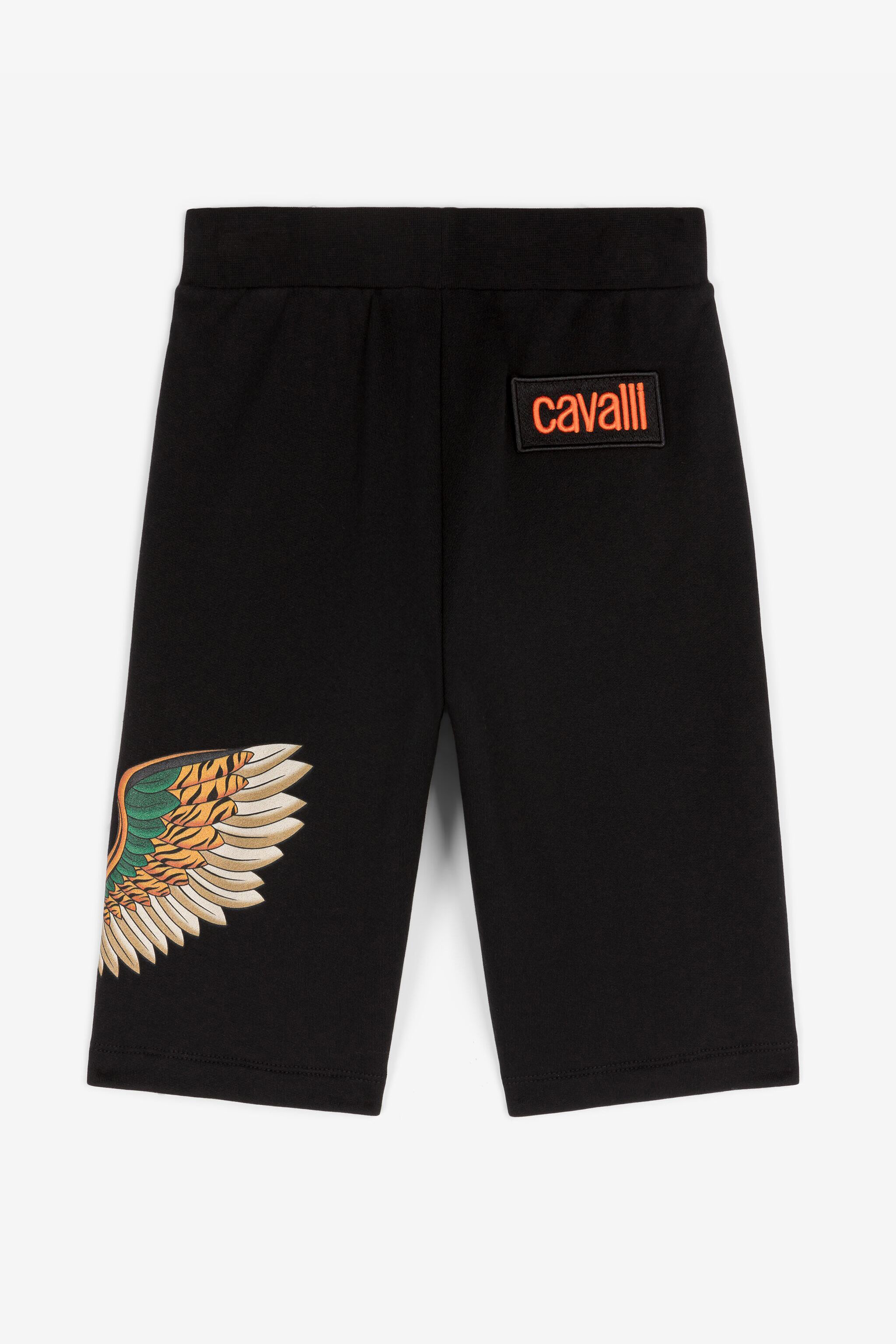 JU Feather-Print Cotton Shorts Black RJT222-CF050