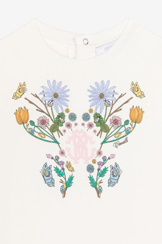 JU Flower And RC Monogram-Print Cotton T-Shirt JU Flower And RC Monogram-Print Cotton T-Shirt White RJT60G-JD001