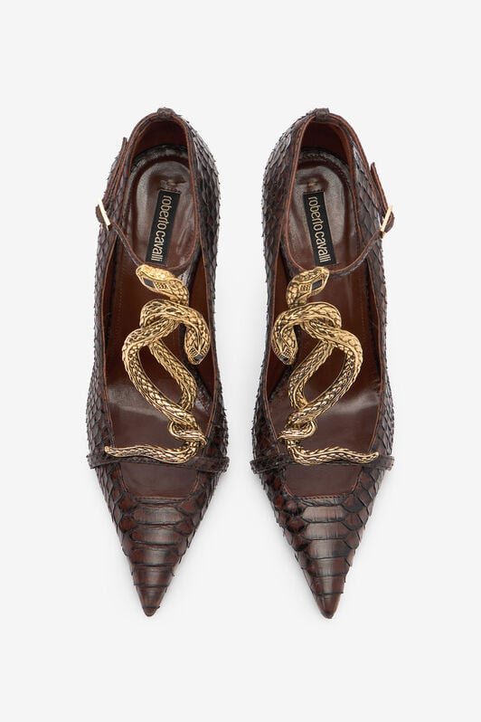 RC Brown Scale-Pattern Pumps with Snake Motif BROWN WWS001-UC392