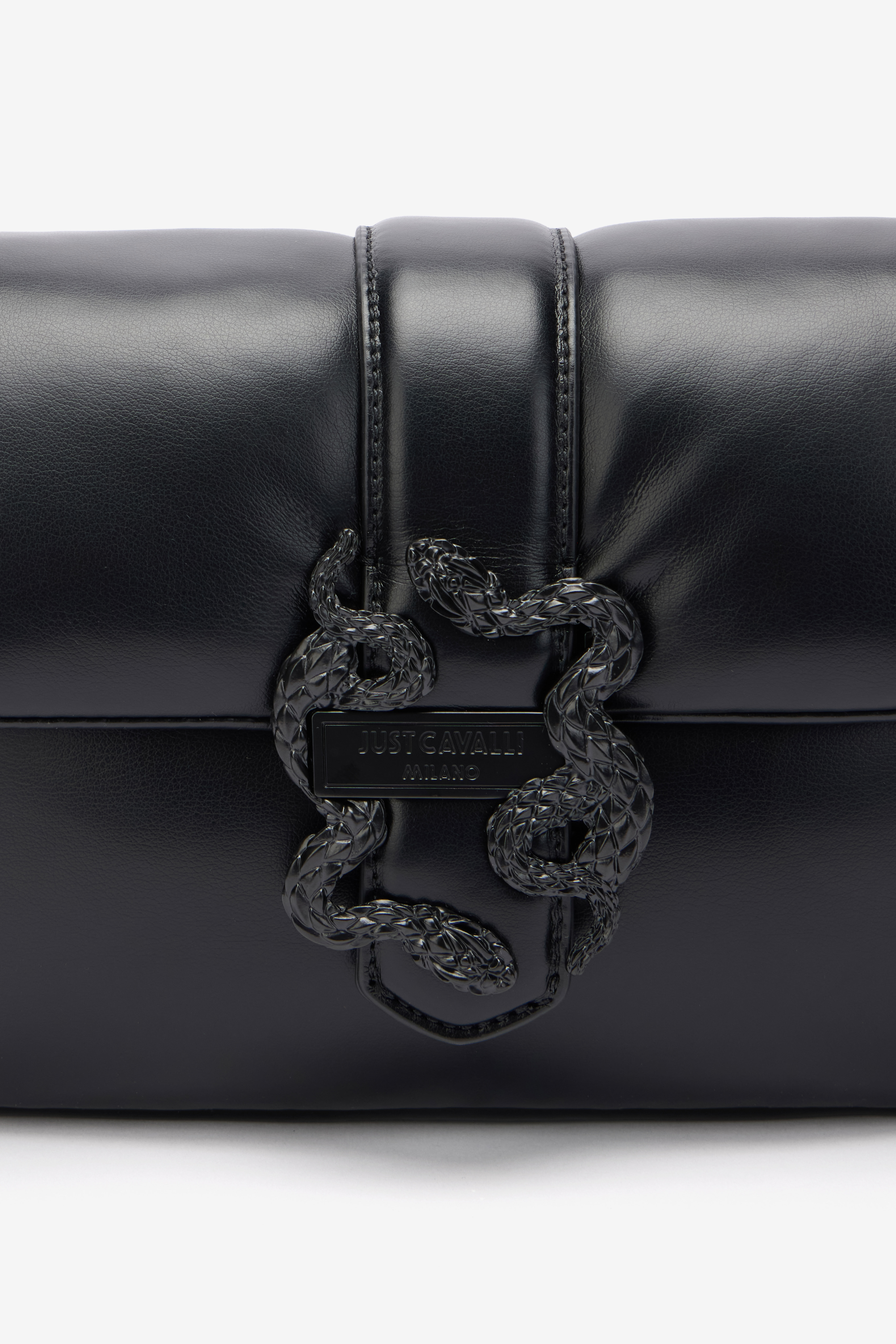 JC Rectangular Bag With Mirror Snake BLACK UFB051-UF420