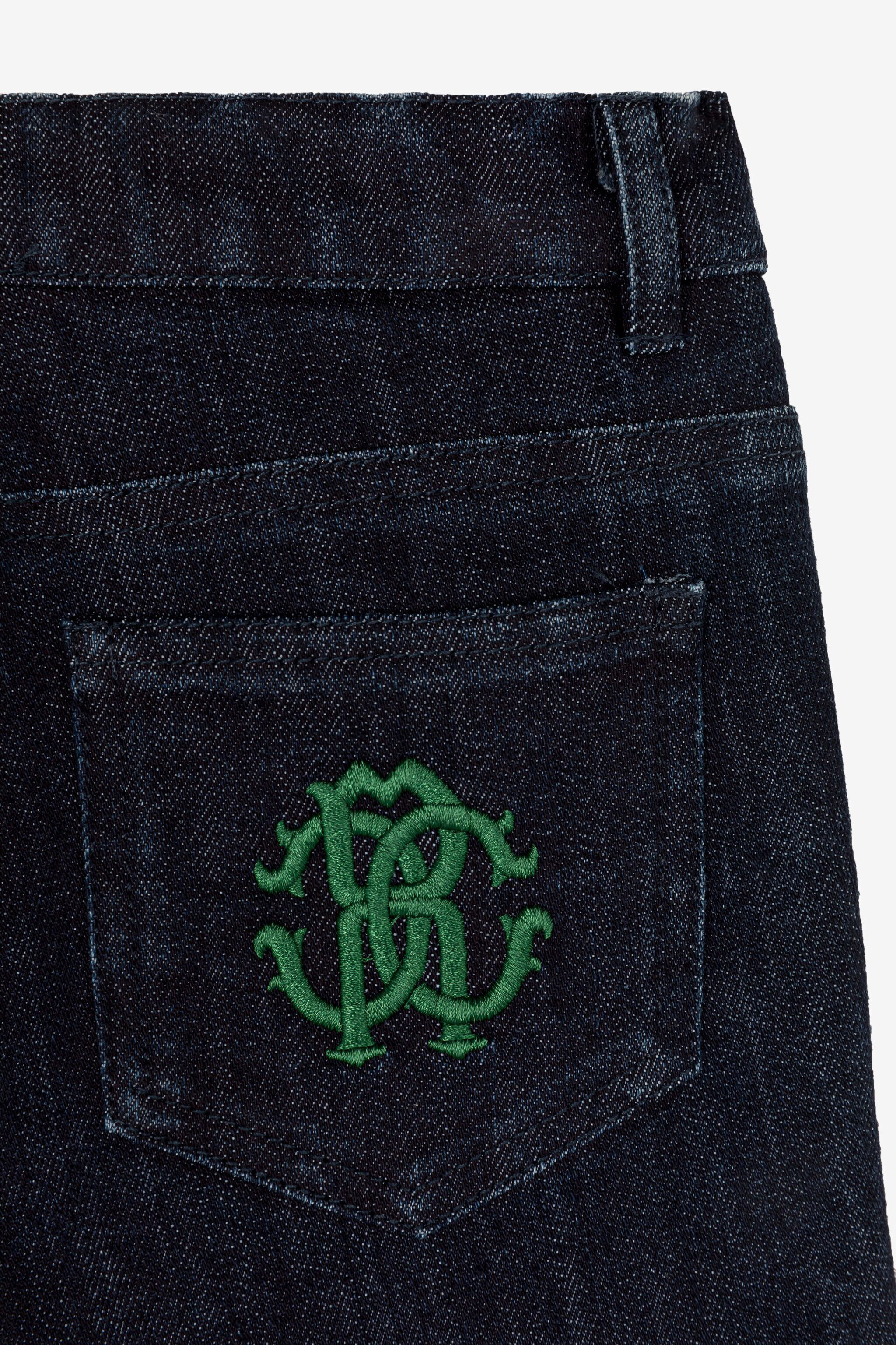 JU Shorts in denim con Monogram RC Blu scuro RJJ201-DS015
