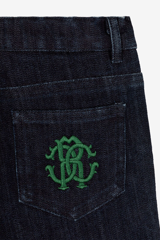 JU Shorts in denim con Monogram RC JU Shorts in denim con Monogram RC Blu scuro RJJ201-DS015