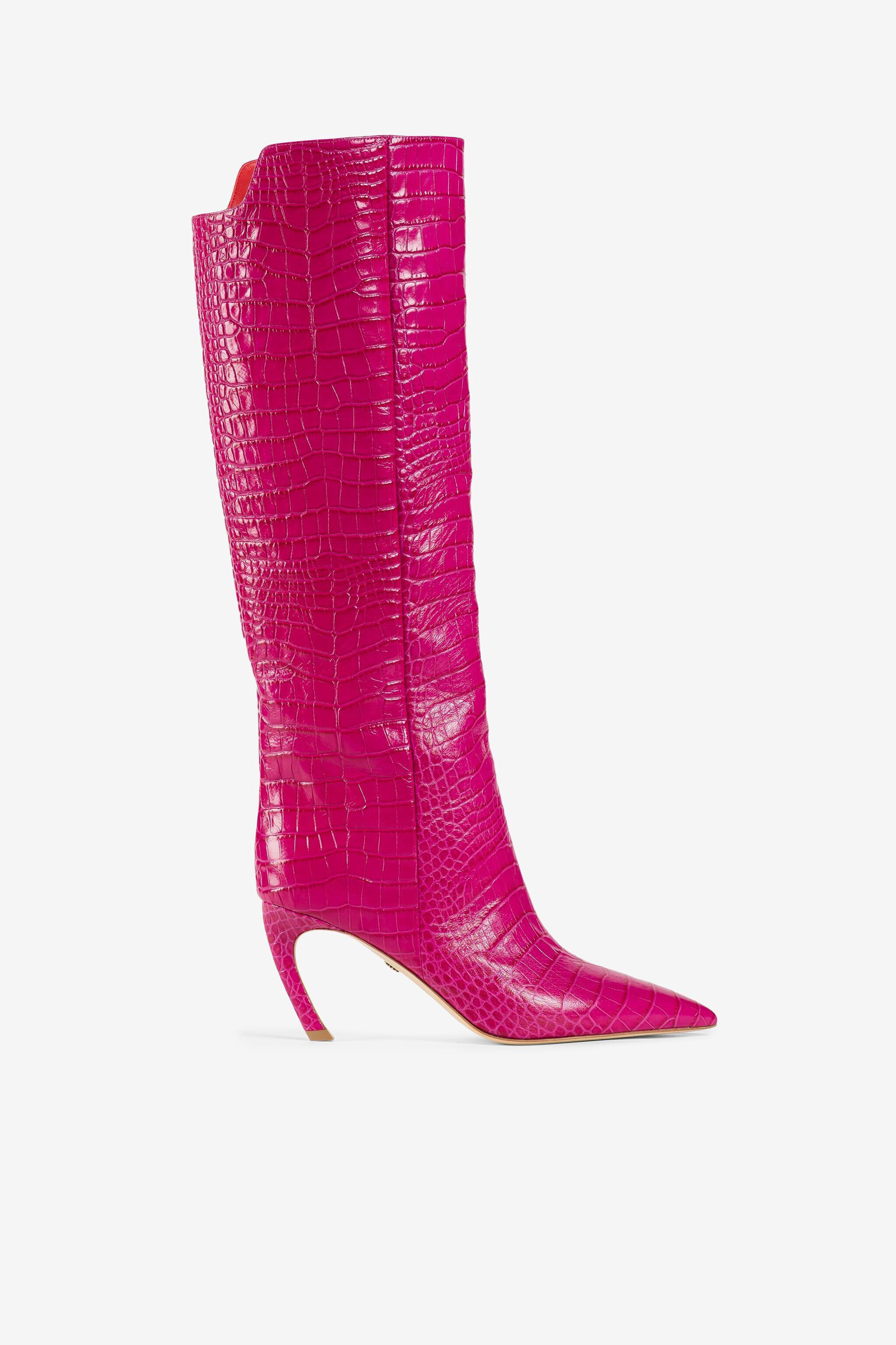 RC Bottes effet croco gaufré FUXIA/ROSSO QKS005-PZ055