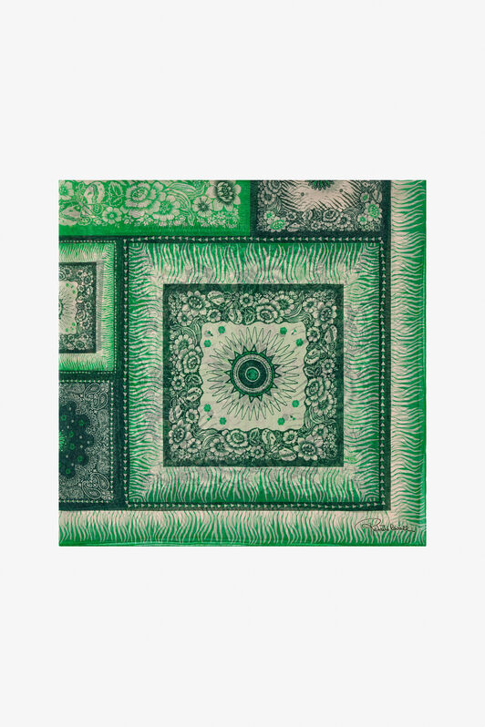 RC Scialle In Seta Con Motivo Zebra E Logo Verde TALR31-IR048