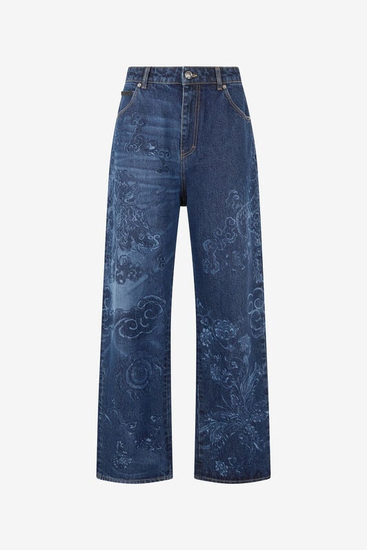 RC Jeans with Dragon and Floral Motif Dark blue VRJ213-VT002