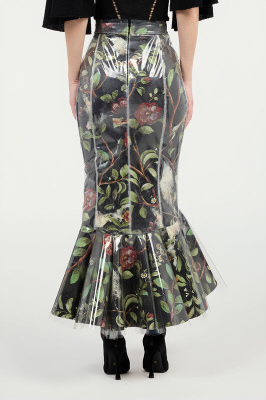 RC Mermaid Skirt With Shrub And Flower Print Black VWT304-NVQ69