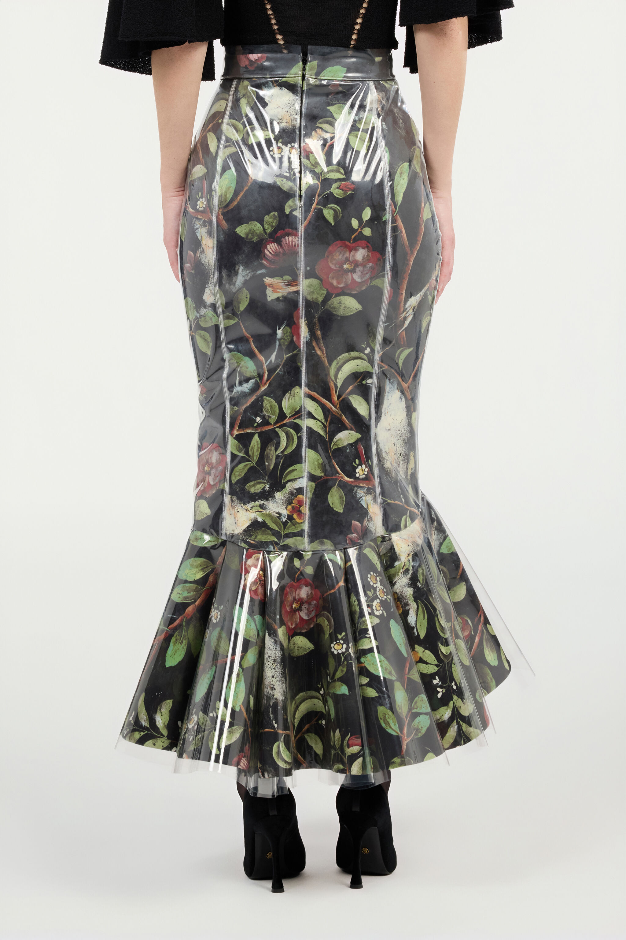 RC Mermaid Skirt With Shrub And Flower Print Black VWT304-NVQ69