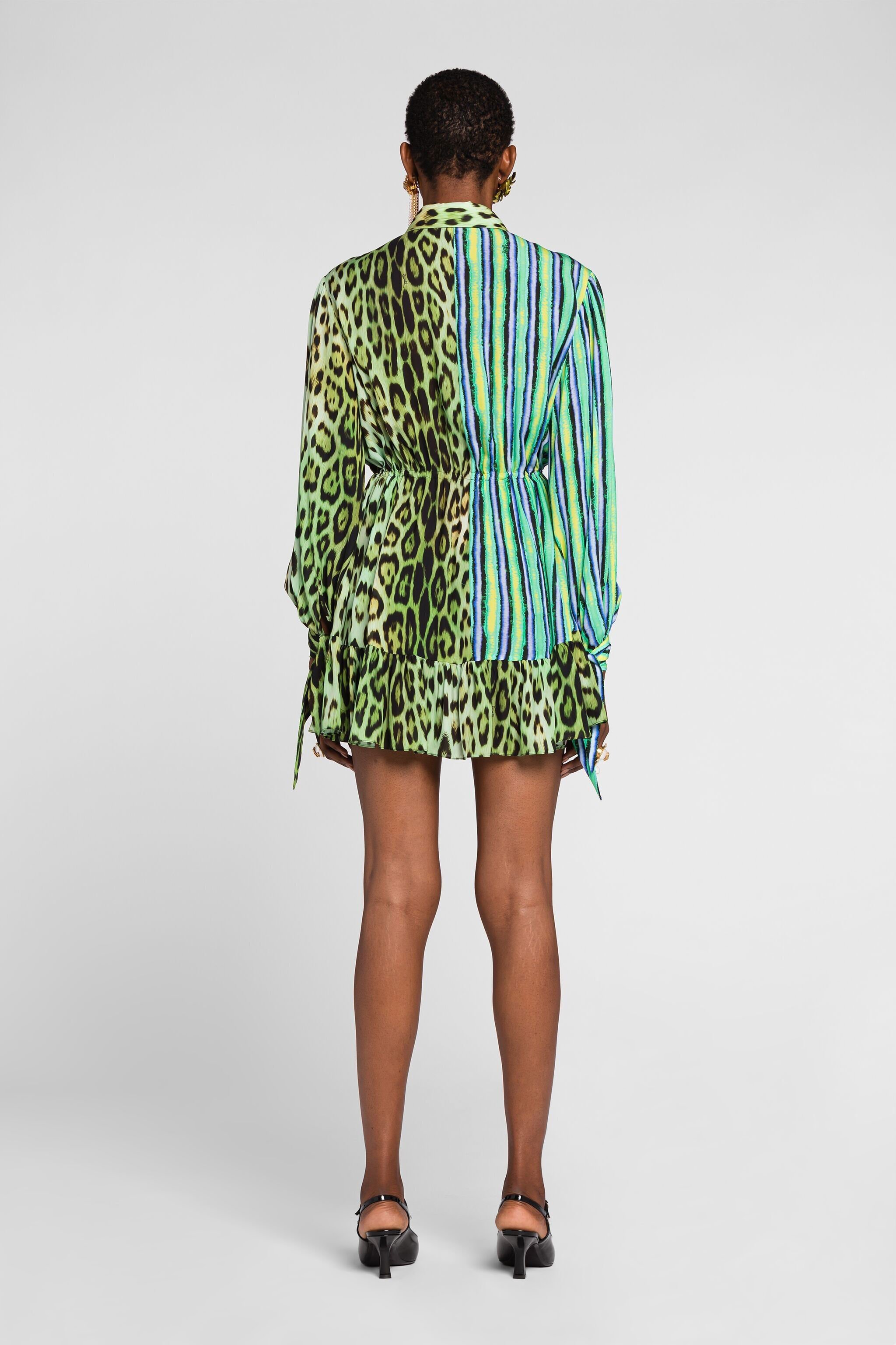 RC Mix-print shirt dress LIME QKT165-7HF53