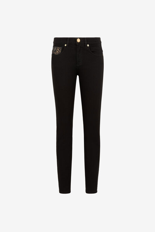 RC Animalier Patchwork-Print Appliqué Slim-Fit Jeans RC Animalier Patchwork-Print Appliqué Slim-Fit Jeans Black NQJ232-DE001