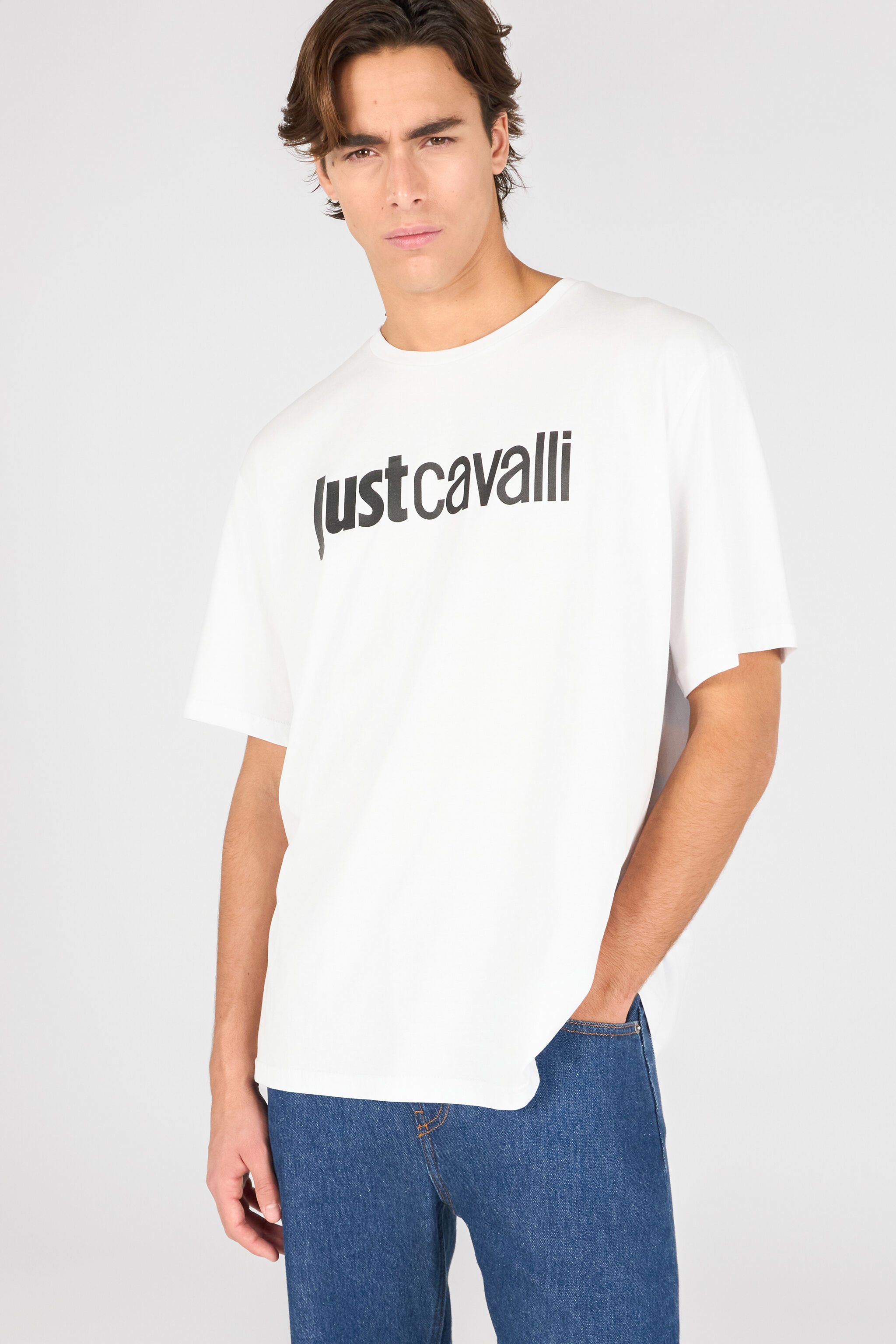 JC Just Cavalli Logo T-Shirt WHITE RRT933-RR195