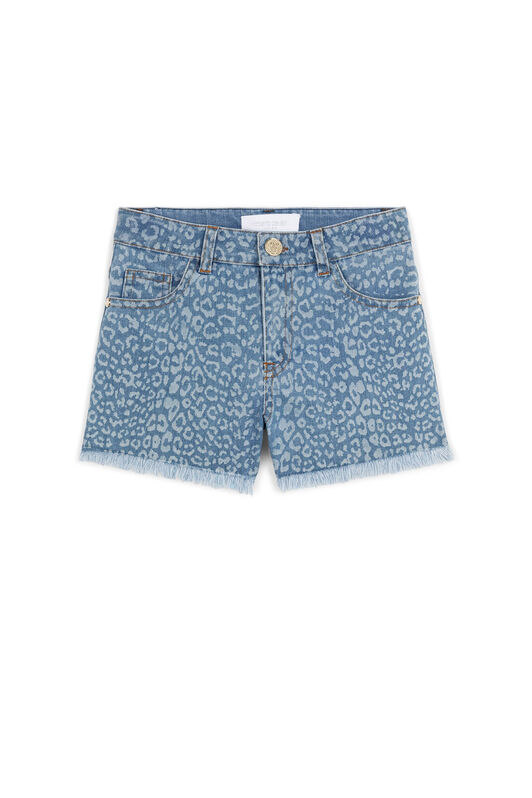 JU Leopard-Print Denim Shorts Azul claro MJJ200-VH032