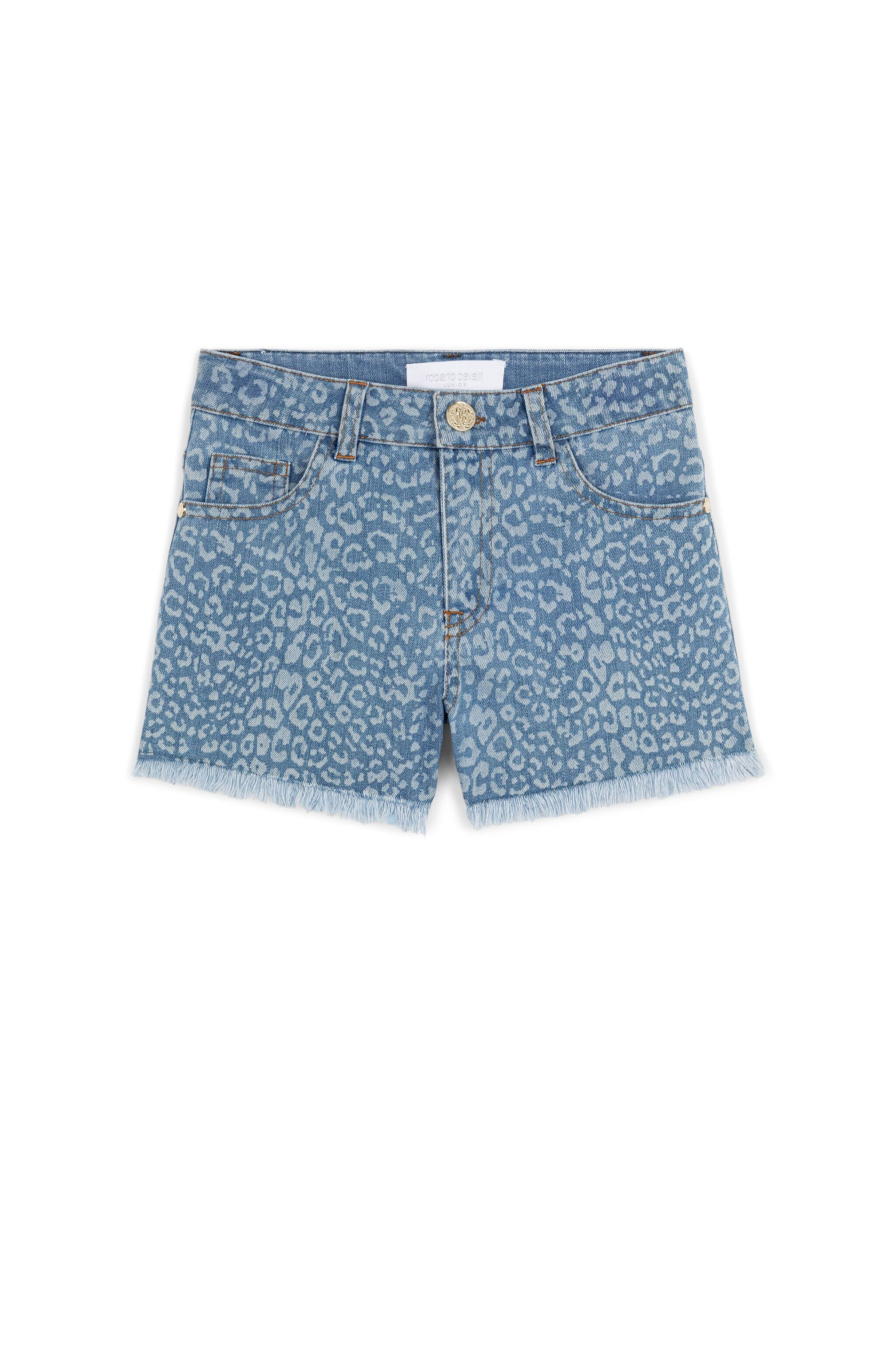 JU Leopard-Print Denim Shorts Azul claro MJJ200-VH032