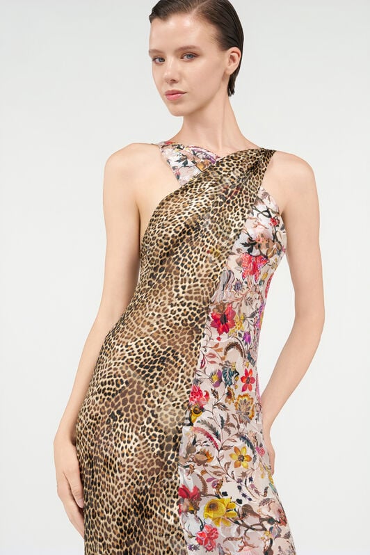 RC Long Chiffon Dress with Florentine Flowers Print RC Long Chiffon Dress with Florentine Flowers Print MULTICOLOR WQT109-HER29