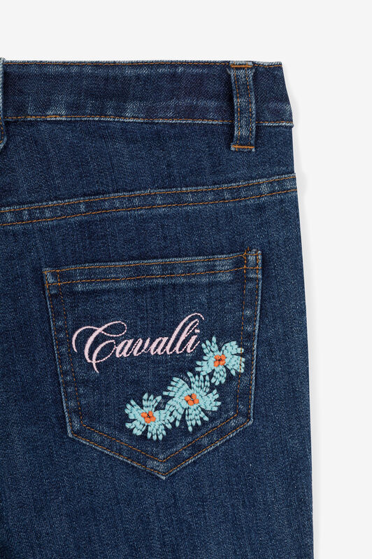 JU Jeans mit Blumen-Bestickung Dunkelblau RJJ206-DS015